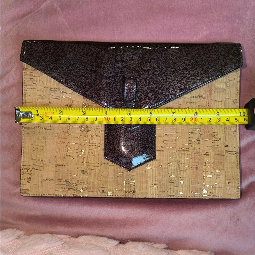 YSL Patent Leather Trim Cork Envelope Clutch in Dark Brown. NEW!!! - Picture 9 of 10